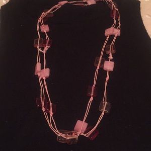 Pink Square beaded necklace